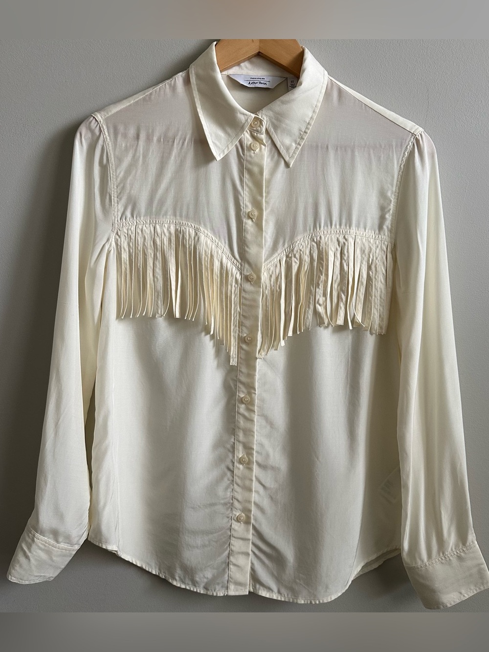 & Other Stories Western Fringe Blouse Off-White Cream Size 2
